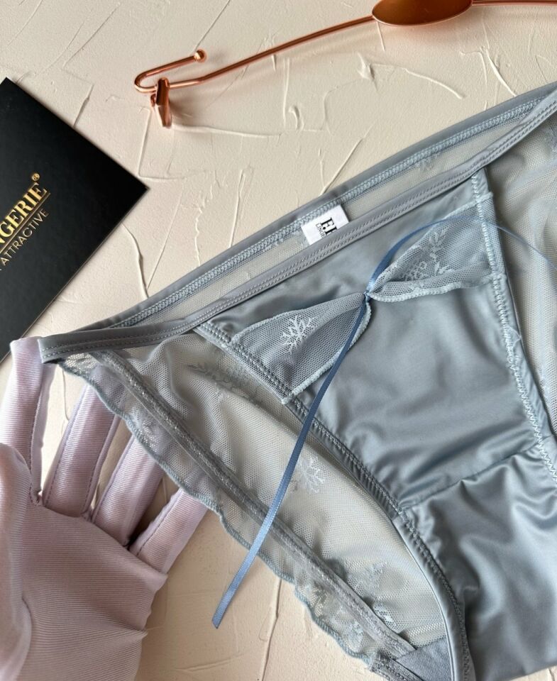 Lucia Japon Style Arkası Tül Saten Kurdele Detaylı Cheeky Külot/Slip-2858 Mavi - S