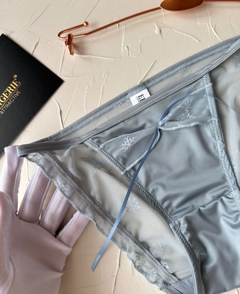 Lucia Japon Style Arkası Tül Saten Kurdele Detaylı Cheeky Külot/Slip-2858 Mavi - XL