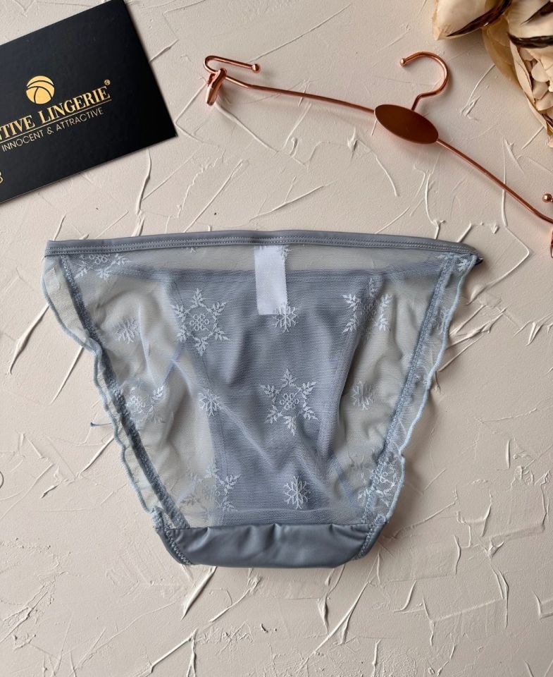 Lucia Japon Style Arkası Tül Saten Kurdele Detaylı Cheeky Külot/Slip-2858 Mavi - XL