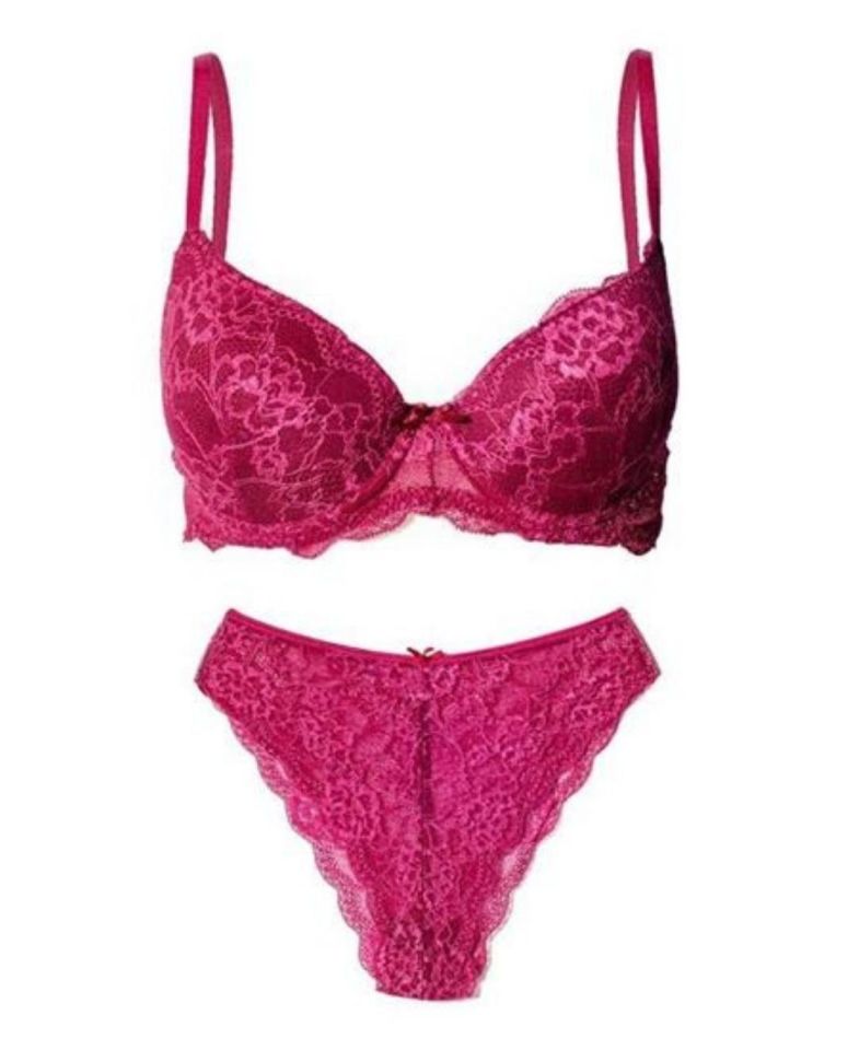 Kadın Dantelli Destekli Cuplı Balenli Push-up Takım - 4618 Siyah - 85B