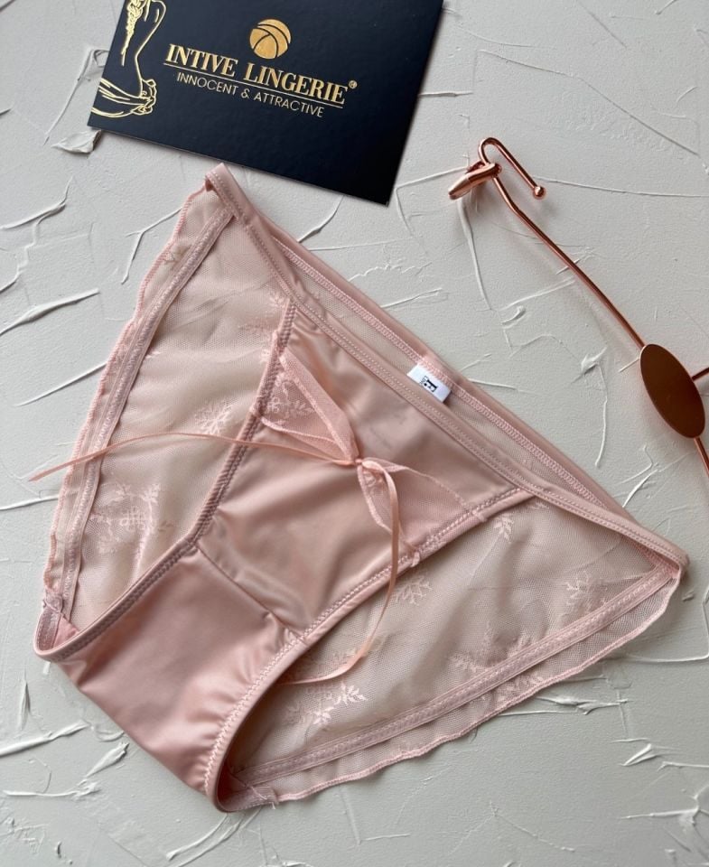 Lucia Japon Style Arkası Tül Saten Kurdele Detaylı Cheeky Külot/Slip-2858 Pembe - S