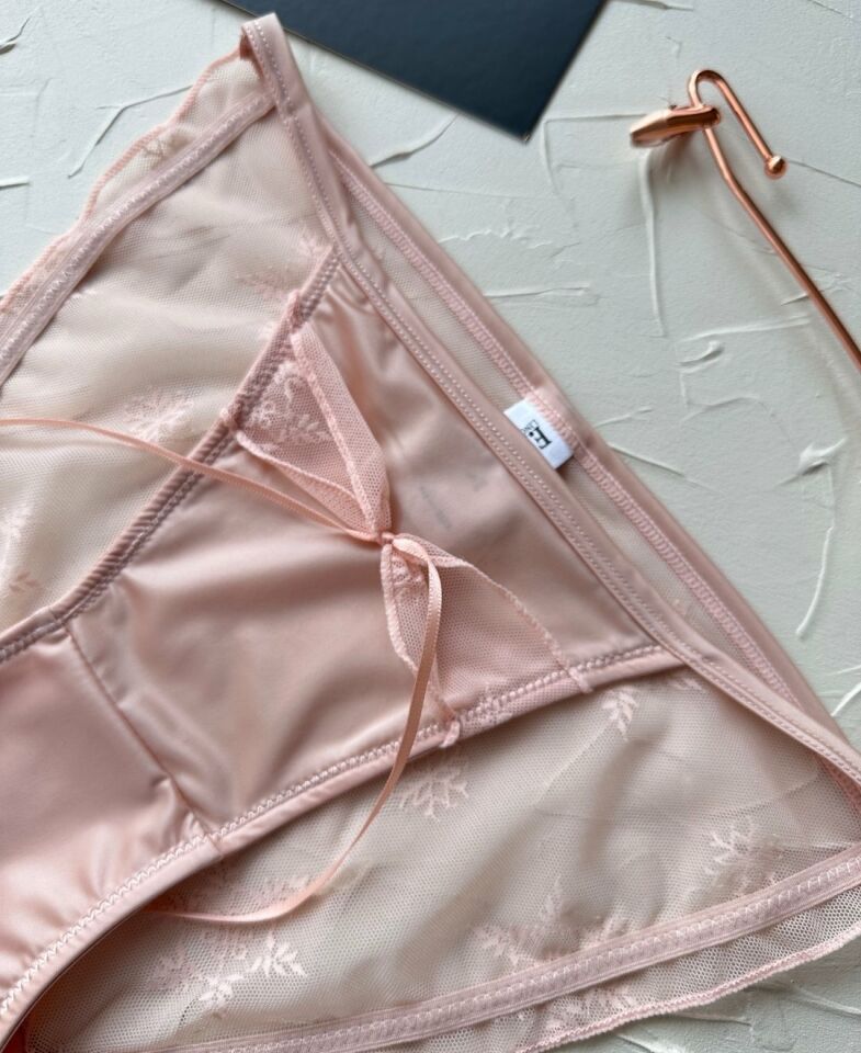 Lucia Japon Style Arkası Tül Saten Kurdele Detaylı Cheeky Külot/Slip-2858 Pembe - L