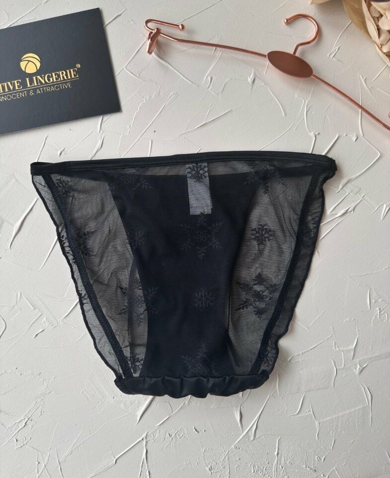 Lucia Japon Style Arkası Tül Saten Kurdele Detaylı Cheeky Külot/Slip-2858 Siyah - S