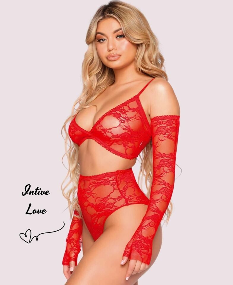 Intive Kırmızı Tamamı Dantelden Eldivenli Fantasy Sütyen Tanga Takım Intive Kırmızı Tamamı Dantelden Eldivenli Fantasy Sütyen Tanga Takım