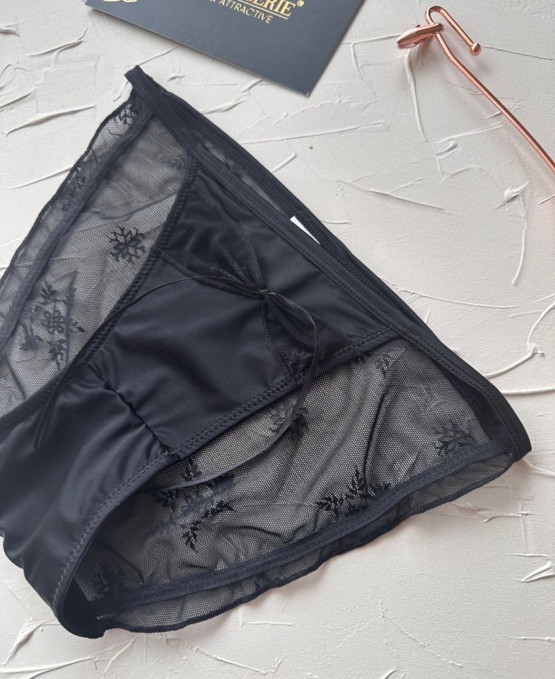 Lucia Japon Style Arkası Tül Saten Kurdele Detaylı Cheeky Külot/Slip-2858 Siyah - M