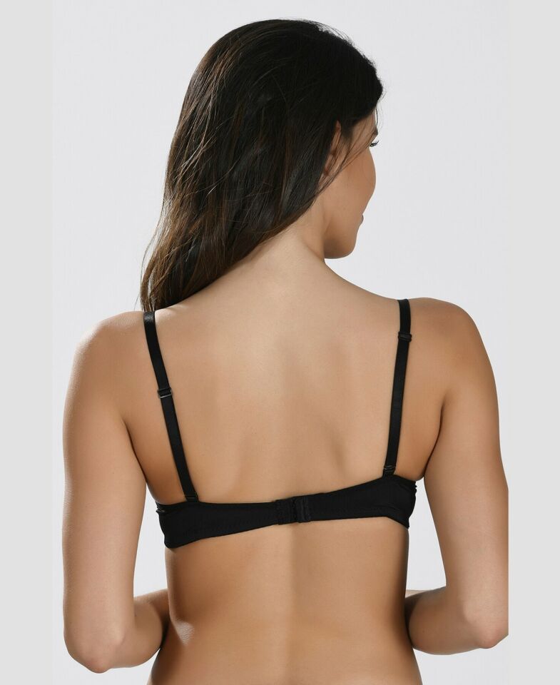 NBB Destekli Push-up Balenli V Yaka Kesim Cuplı Basic Sütyen- 3529 Siyah - 75B
