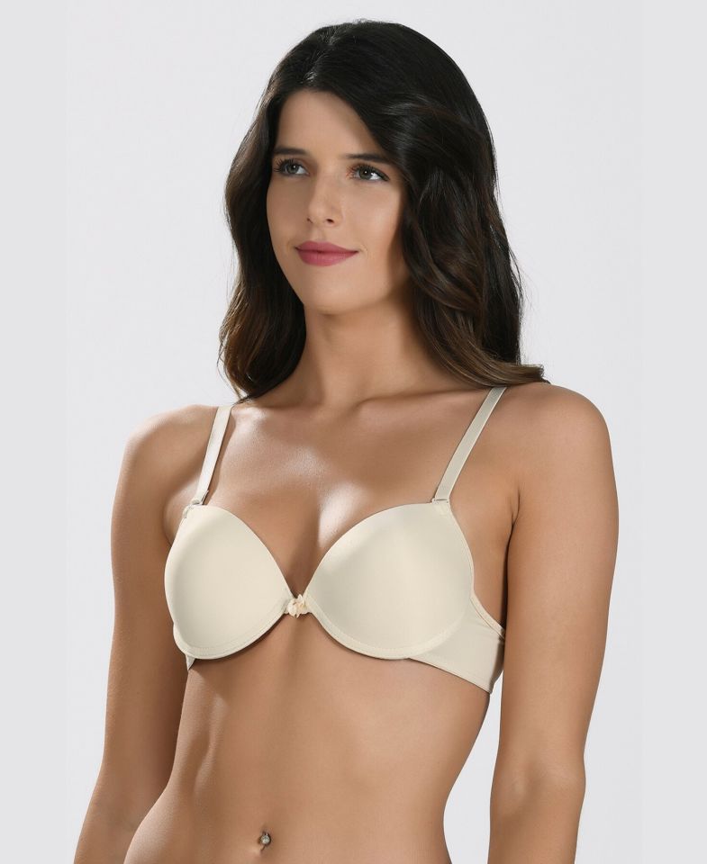 NBB Destekli Push-up Balenli V Yaka Kesim Cuplı Basic Sütyen- 3529 Ten Rengi - 75B