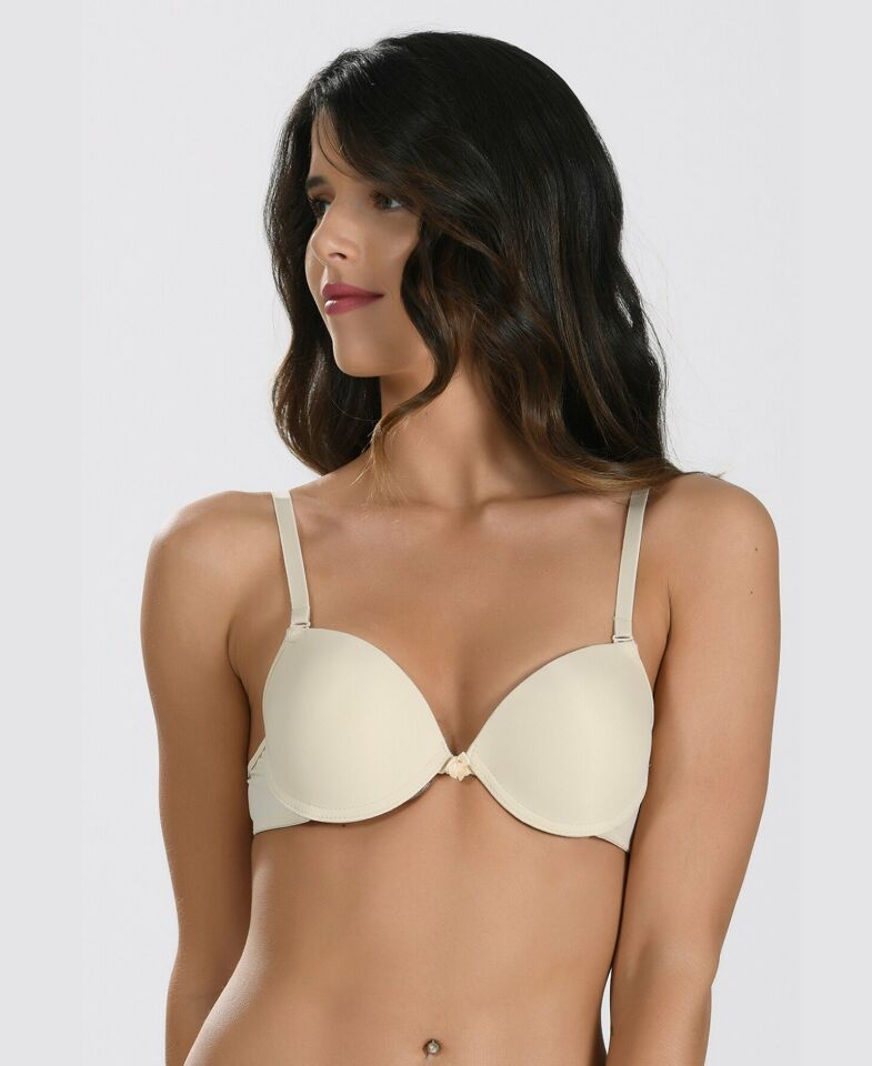 NBB Destekli Push-up Balenli V Yaka Kesim Cuplı Basic Sütyen- 3529 Ten Rengi - 75B