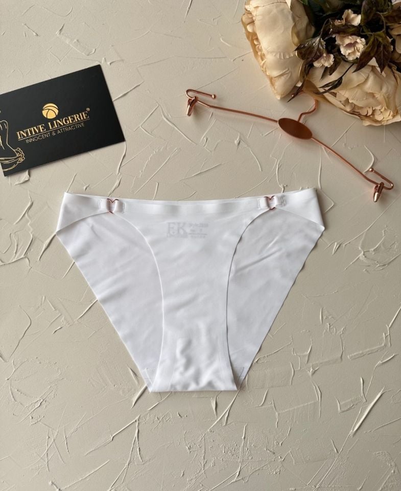 Lovely Kalp Aksesurlı Orijinal Lazer Kesim Dikişsiz İthal Külot/Slip-2810 Beyaz - S