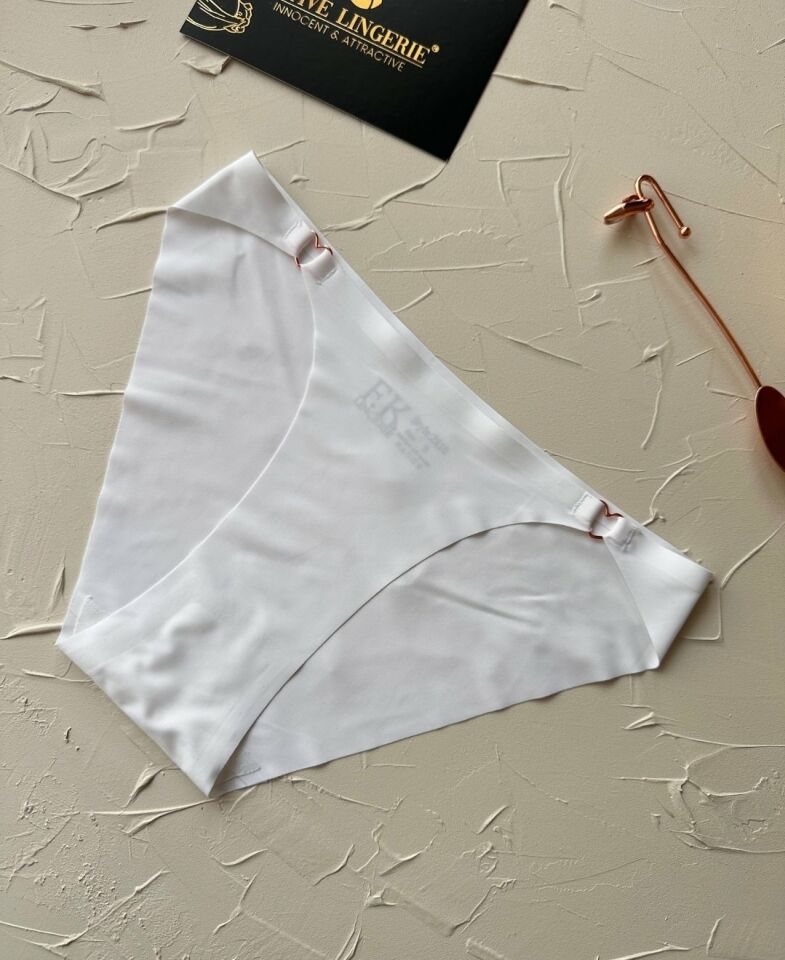 Lovely Kalp Aksesurlı Orijinal Lazer Kesim Dikişsiz İthal Külot/Slip-2810 Beyaz - S