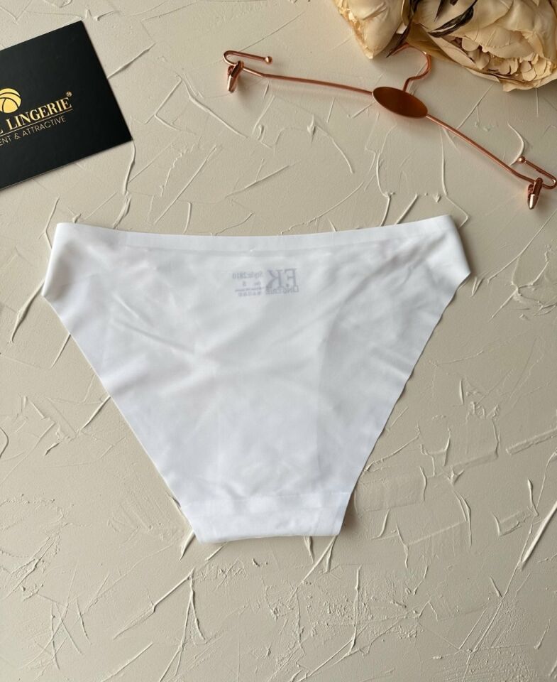 Lovely Kalp Aksesurlı Orijinal Lazer Kesim Dikişsiz İthal Külot/Slip-2810 Beyaz - XL