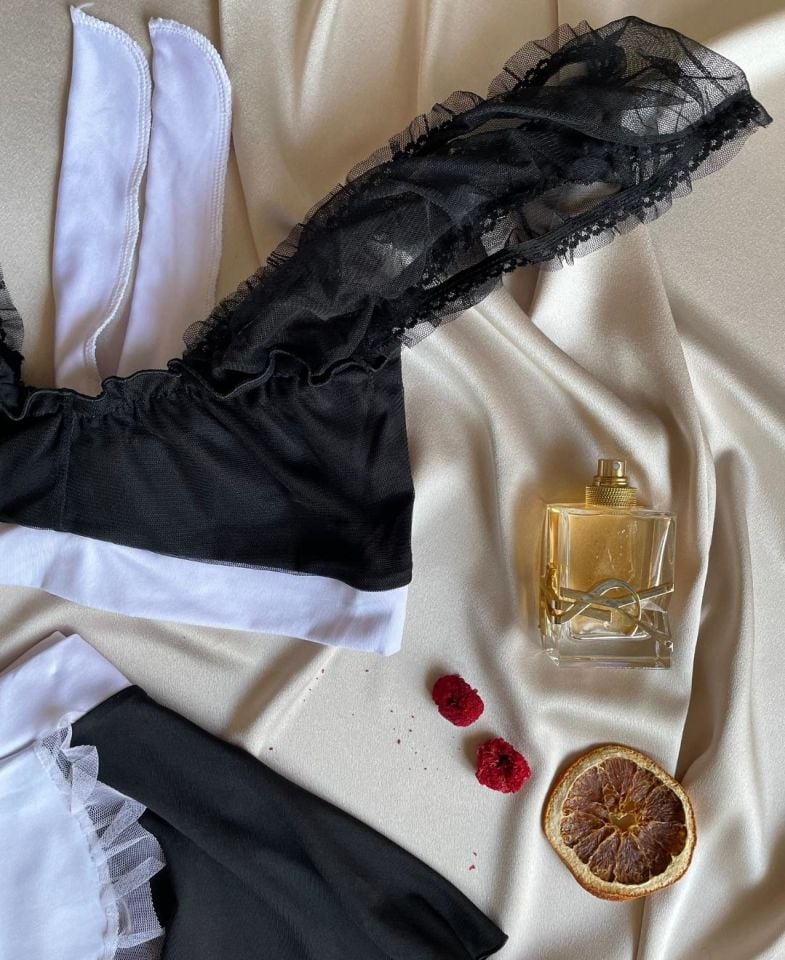 Kadın Fantezi Hizmetçi Kız Seksi Kostüm Siyah/Beyaz - M/L