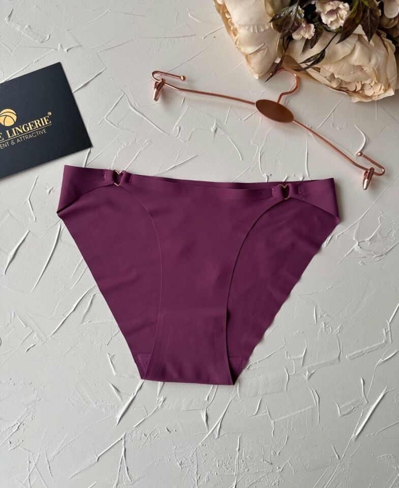 Lovely Kalp Aksesurlı Orijinal Lazer Kesim Dikişsiz İthal Külot/Slip-2810 Gül Kurusu - L