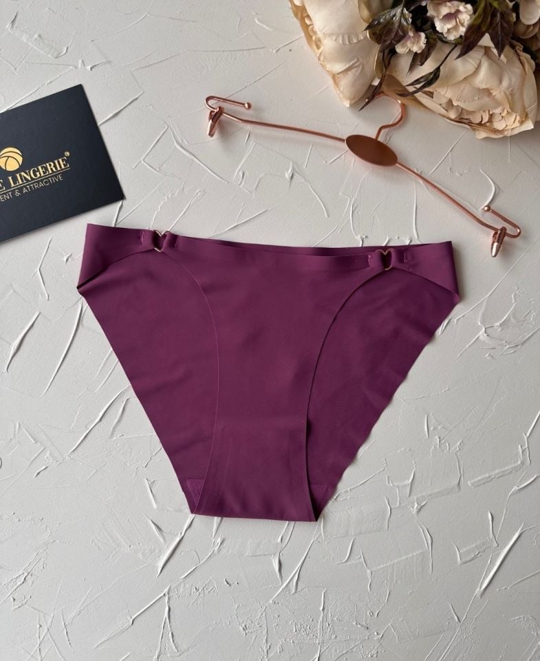 Lovely Kalp Aksesurlı Orijinal Lazer Kesim Dikişsiz İthal Külot/Slip-2810 Gül Kurusu - XL