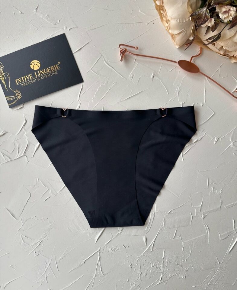 Lovely Kalp Aksesurlı Orijinal Lazer Kesim Dikişsiz İthal Külot/Slip-2810 Siyah - L