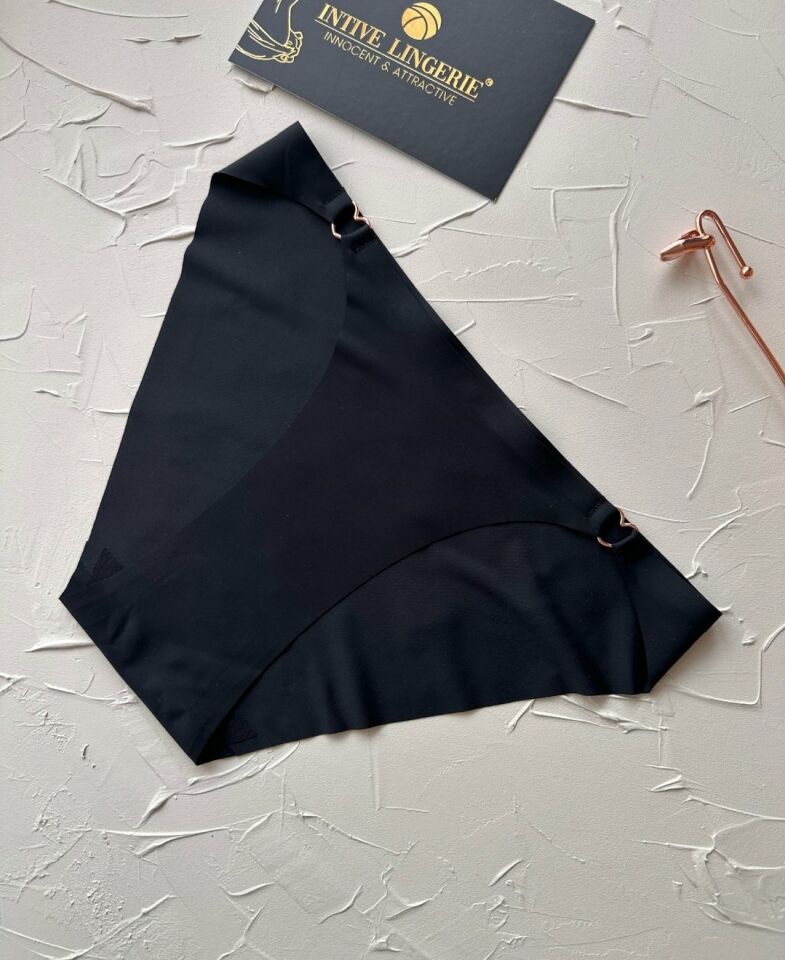 Lovely Kalp Aksesurlı Orijinal Lazer Kesim Dikişsiz İthal Külot/Slip-2810 Siyah - XL