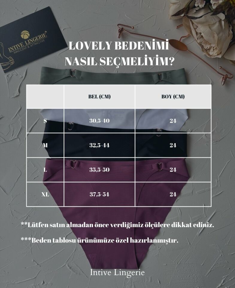 Lovely Kalp Aksesurlı Orijinal Lazer Kesim Dikişsiz İthal Külot/Slip-2810 Yeşil - S