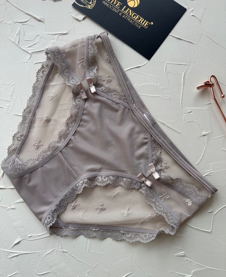Arya Japon Style Arkası Tül Cut-Out Dantel Detaylı Cheeky Külot/Slip-2853 Bej - S