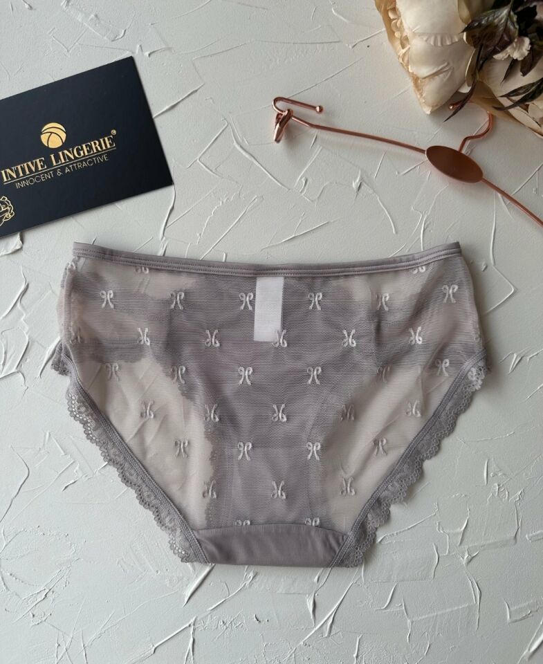 Arya Japon Style Arkası Tül Cut-Out Dantel Detaylı Cheeky Külot/Slip-2853 Bej - S