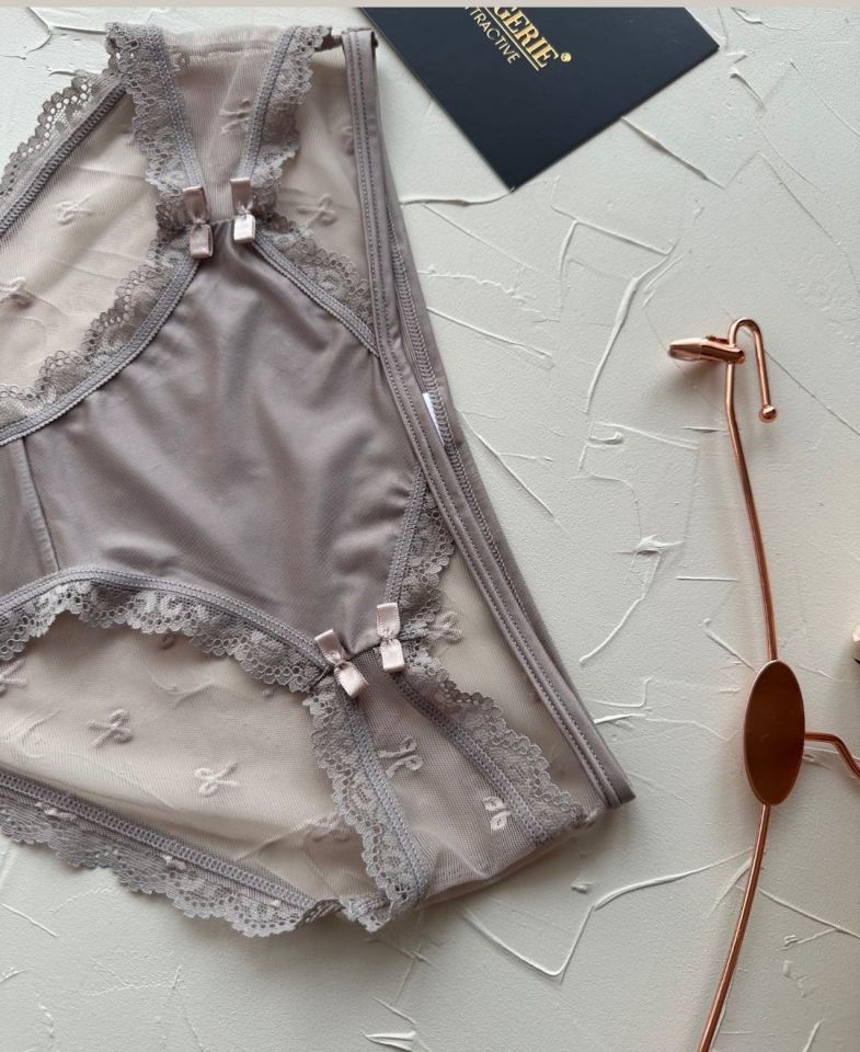 Arya Japon Style Arkası Tül Cut-Out Dantel Detaylı Cheeky Külot/Slip-2853 Bej - M