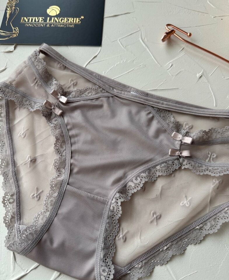 Arya Japon Style Arkası Tül Cut-Out Dantel Detaylı Cheeky Külot/Slip-2853 Bej - M