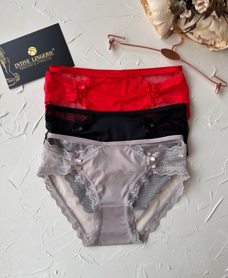 Arya Japon Style Arkası Tül Cut-Out Dantel Detaylı Cheeky Külot/Slip-2853 Bej - M