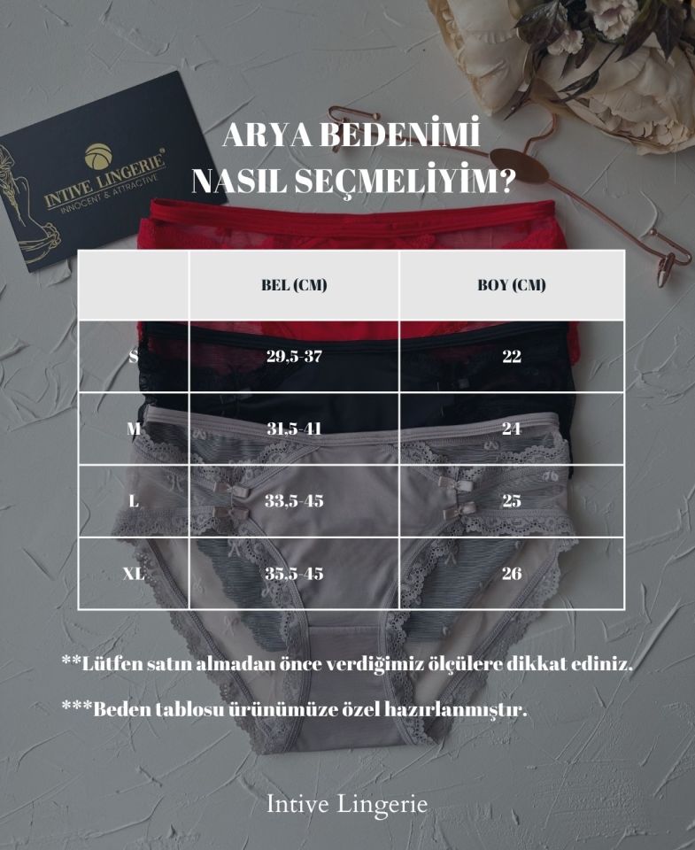 Arya Japon Style Arkası Tül Cut-Out Dantel Detaylı Cheeky Külot/Slip-2853 Bej - M