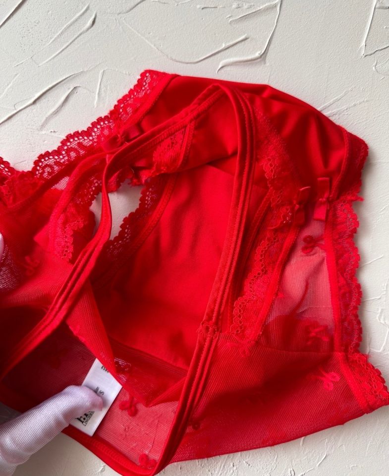 Arya Japon Style Arkası Tül Cut-Out Dantel Detaylı Cheeky Külot/Slip-2853 Kırmızı - S