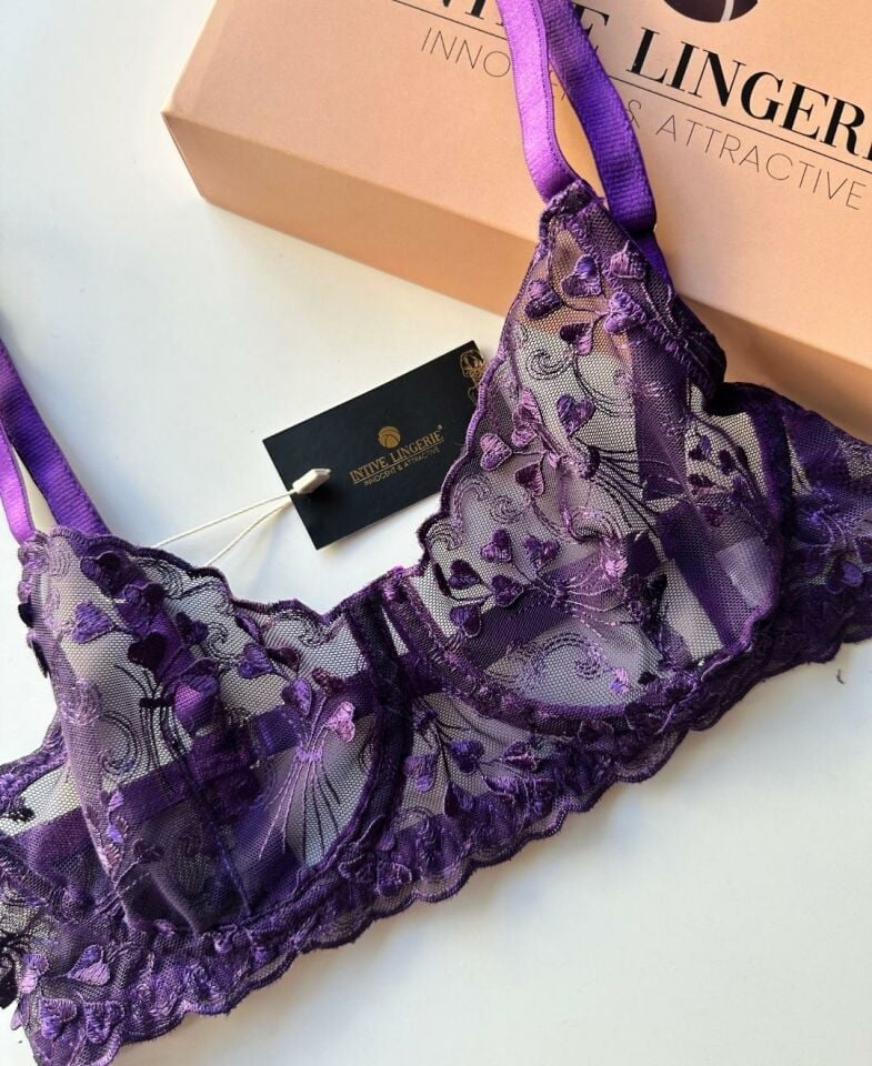 Purple Dreams Mor Çiçek Desenli Limited Edition Sütyen Takım Mor - 75B
