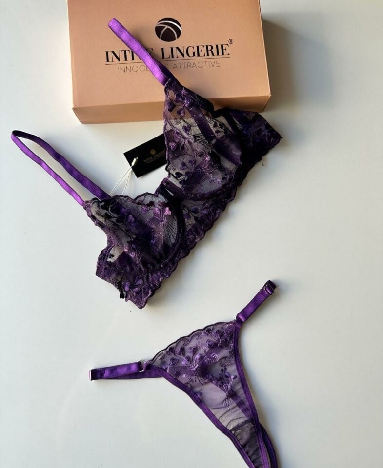Purple Dreams Mor Çiçek Desenli Limited Edition Sütyen Takım Mor - 75B