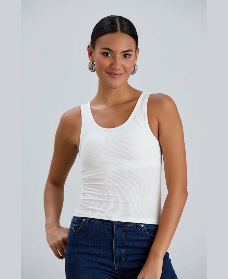 Aurafit Kalın Askılı Fitilli Padli Sütyensiz Giyilebilen Giy-Çık Büstiyer -5058 Beyaz - S/M