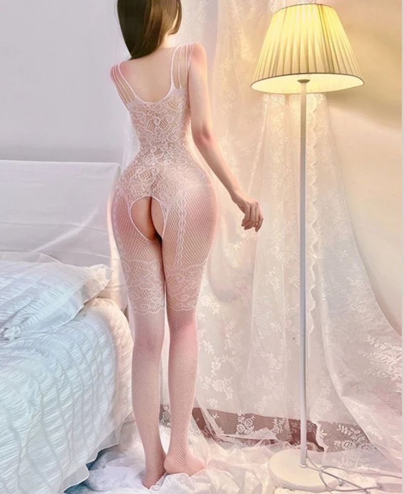 Secret Love Desenli İnce Askılı Jartiyer Görünümlü Tasarım Vücut Çorabı (Siyah,Beyaz,Pembe,Kırmızı) Kırmızı - Standart