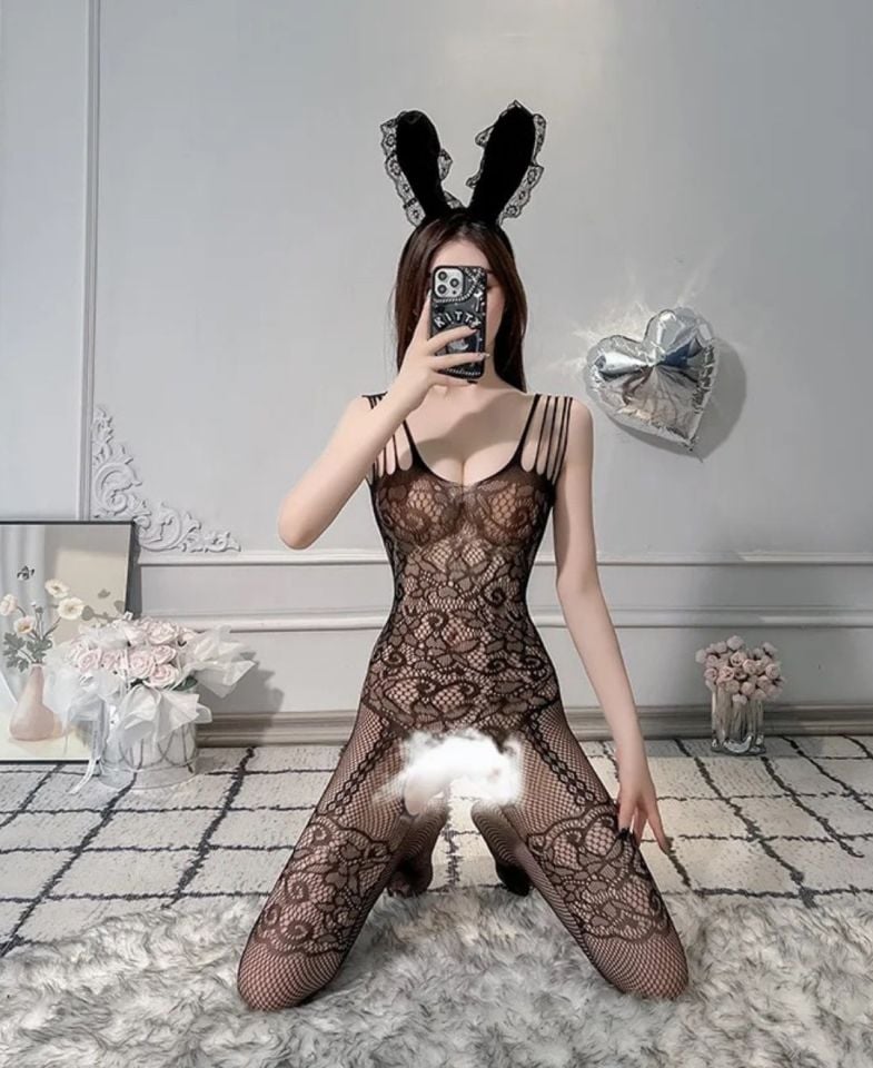 Secret Love Desenli İnce Askılı Jartiyer Görünümlü Tasarım Vücut Çorabı (Siyah,Beyaz,Pembe,Kırmızı) Siyah - Standart