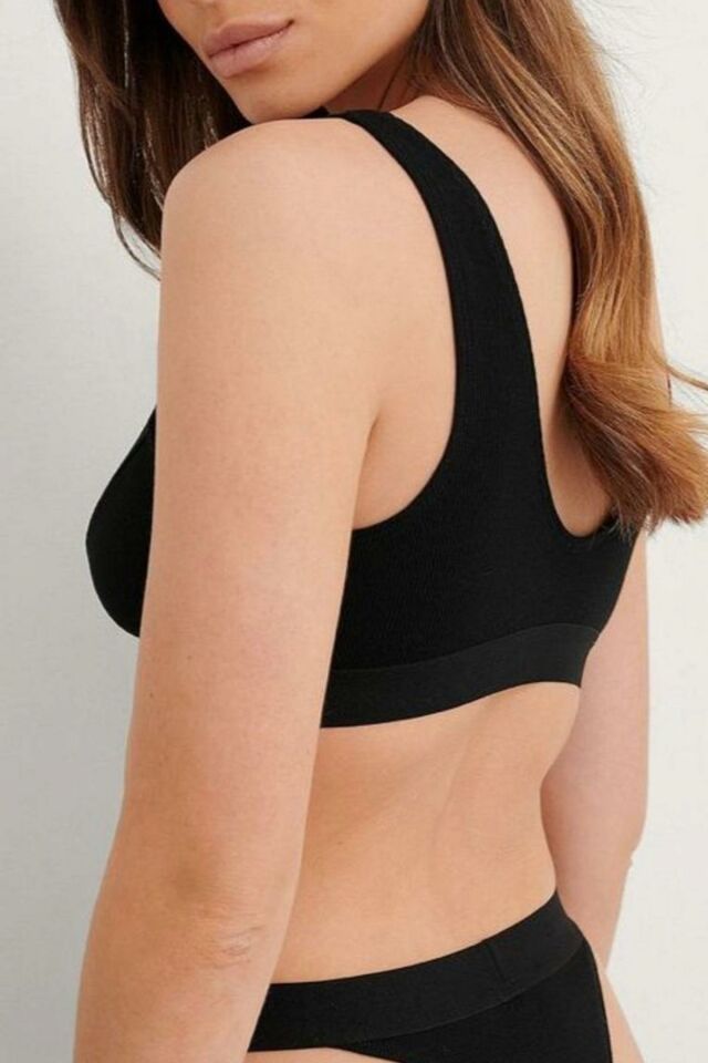 Arabella Kadın Önü Pencere Detaylı %90 Pamuklu Kadın Spor Sütyeni/ Büstiyer Siyah - L