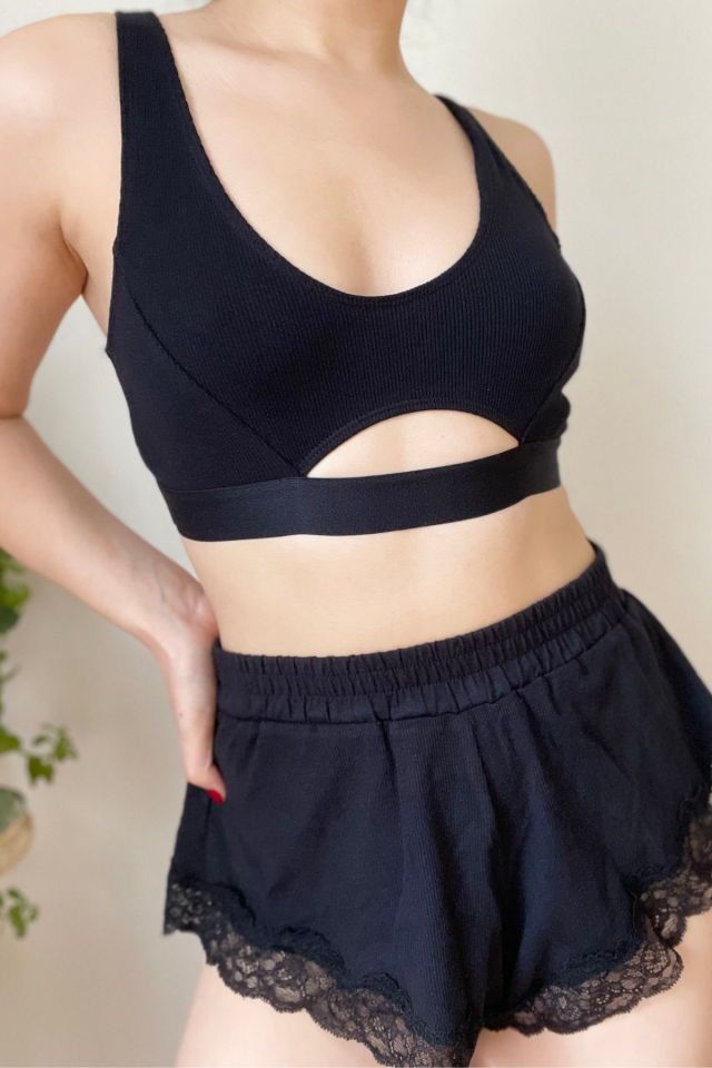Arabella Kadın Önü Pencere Detaylı %90 Pamuklu Kadın Spor Sütyeni/ Büstiyer Siyah - L