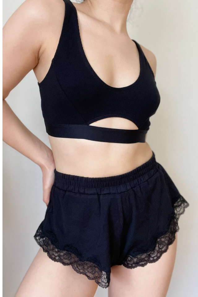 Arabella Kadın Önü Pencere Detaylı %90 Pamuklu Kadın Spor Sütyeni/ Büstiyer Siyah - L