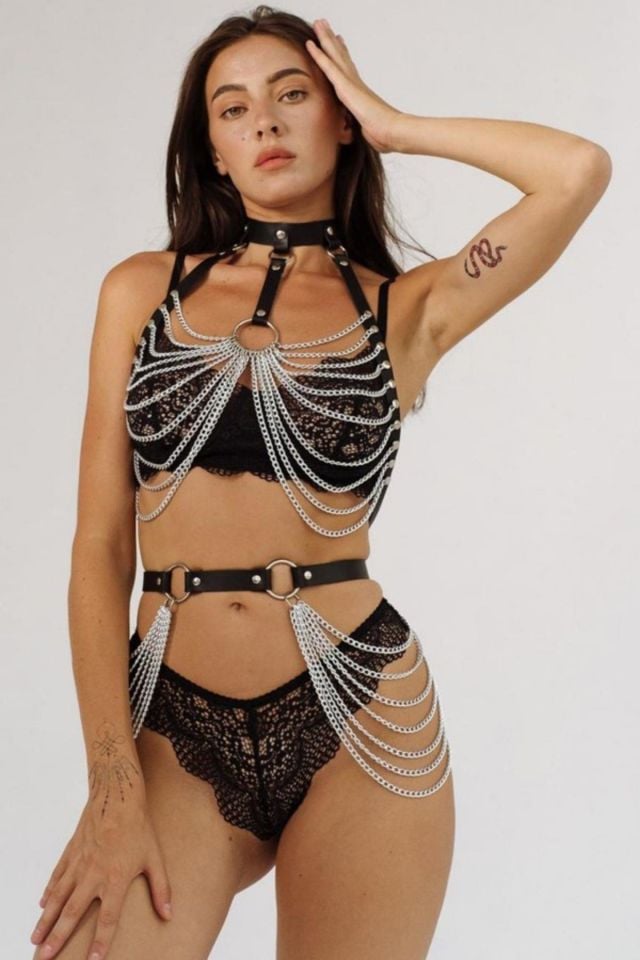 YNT Siyah Tamamlayıcı Zincir Detaylı Harness Takım GD-2075 Siyah - Standart