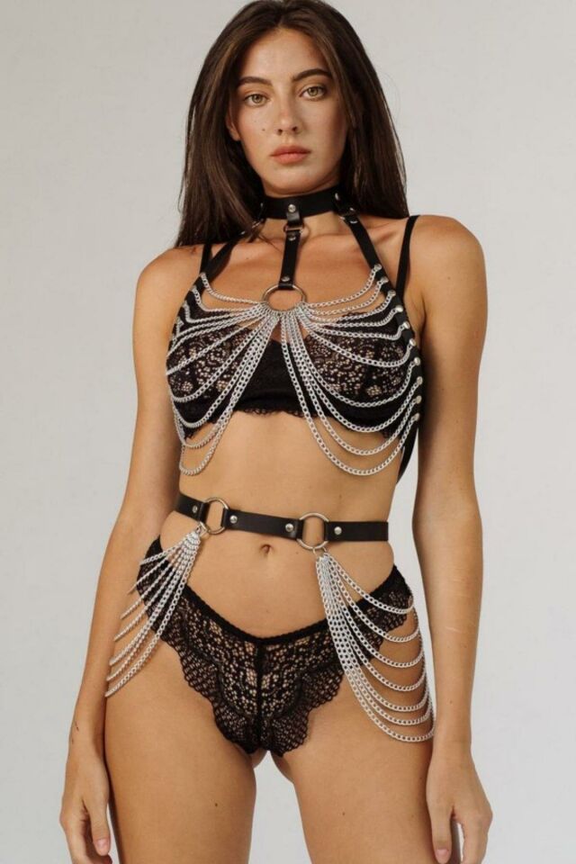 YNT Siyah Tamamlayıcı Zincir Detaylı Harness Takım GD-2075 Siyah - Standart