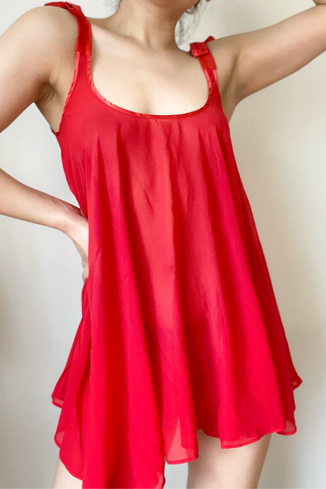 Mabel Kadın Kırmızı  Saten Detaylı Babydoll/Kombinezon Kırmızı - M