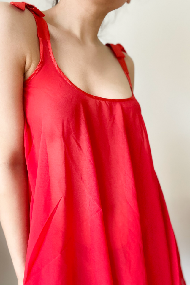 Mabel Kadın Kırmızı  Saten Detaylı Babydoll/Kombinezon Kırmızı - M