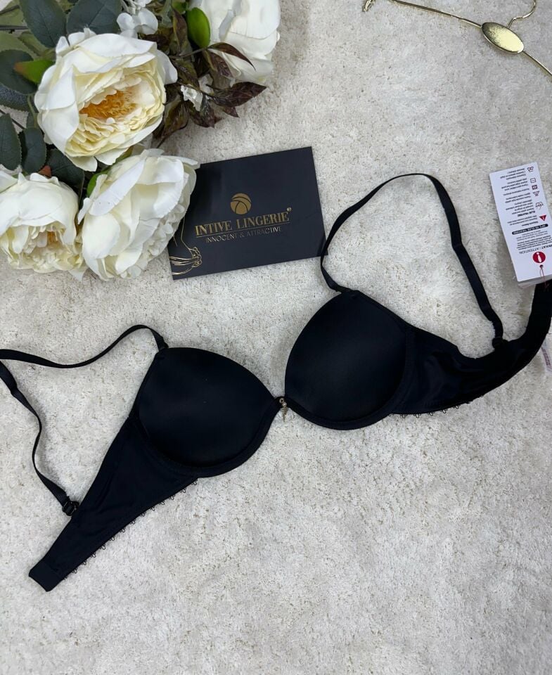 Le Jardin Fleur Basic Push-up Aksesuar Detaylı Sütyen-7055 Siyah - 75B