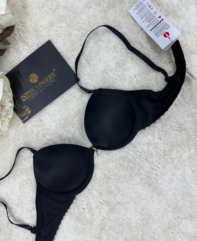 Le Jardin Fleur Basic Push-up Aksesuar Detaylı Sütyen-7055 Siyah - 75B