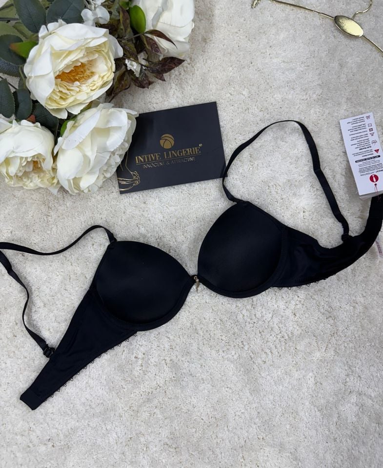 Le Jardin Fleur Basic Push-up Aksesuar Detaylı Sütyen-7055 Siyah - 80B