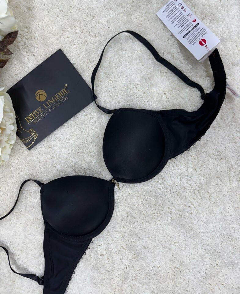 Le Jardin Fleur Basic Push-up Aksesuar Detaylı Sütyen-7055 Siyah - 80B