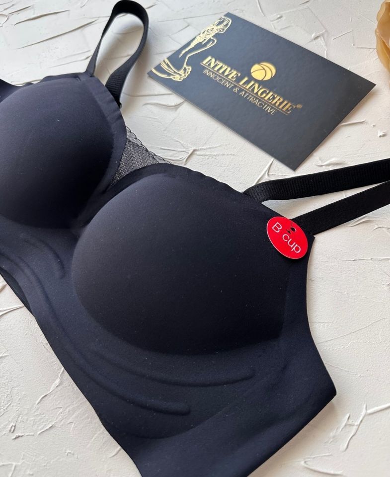 Olivia Balensiz Dikişsiz Lazer Kesim Hafif Destekli Önü Dantel Detaylı Yeni Nesil Sütyen (Intive Özel) Siyah - 85B