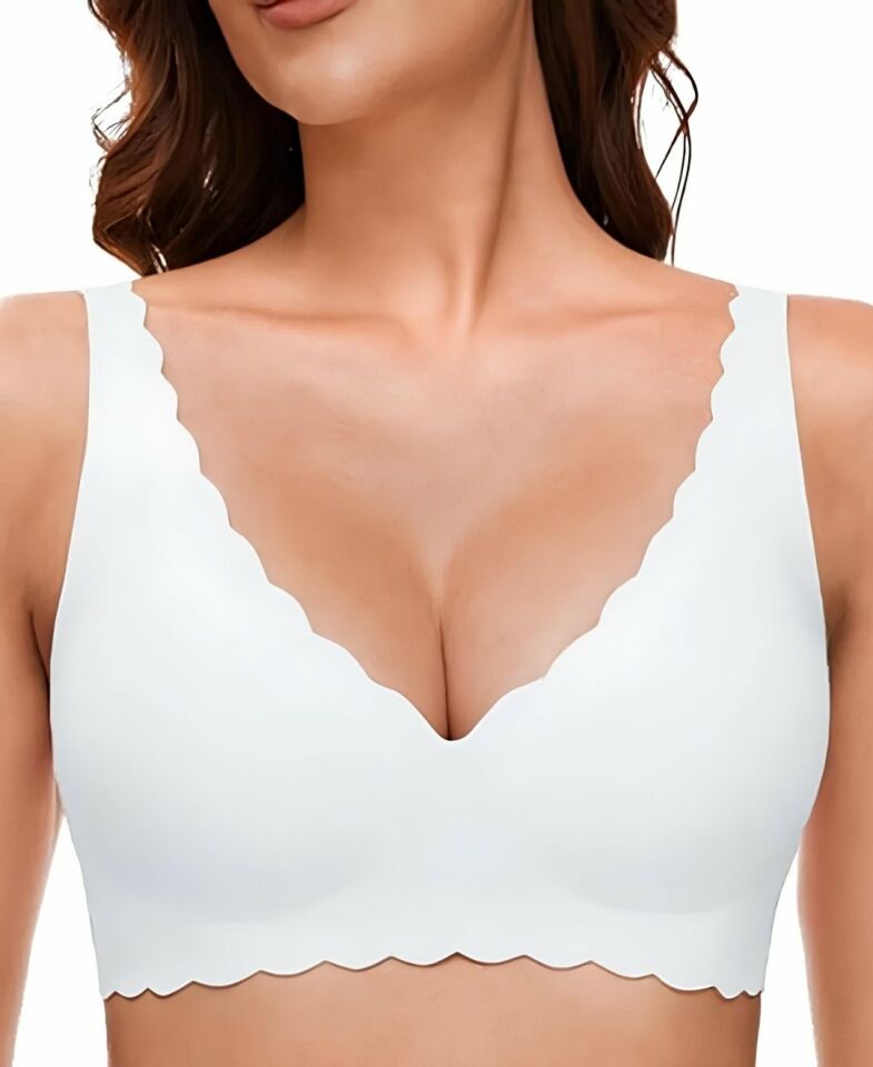 Carla İthal Lazer Kesim Dikişsiz Çıkarılabilir Padli Destekli Rahat Sütyen/Bralet -82 Ekru - M