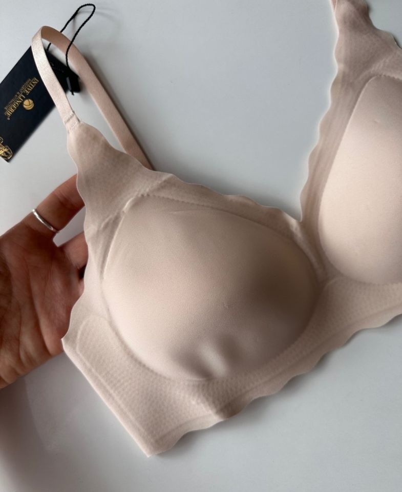 Carla İthal Lazer Kesim Dikişsiz Çıkarılabilir Padli Destekli Rahat Sütyen/Bralet -82 Pudra  - S