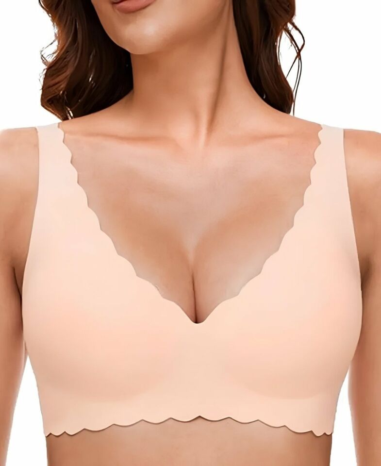 Carla İthal Lazer Kesim Dikişsiz Çıkarılabilir Padli Destekli Rahat Sütyen/Bralet -82 Pudra  - M