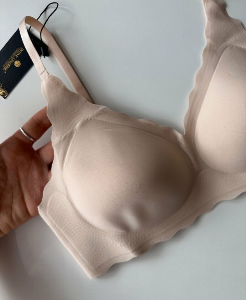 Carla İthal Lazer Kesim Dikişsiz Çıkarılabilir Padli Destekli Rahat Sütyen/Bralet -82 Pudra  - M