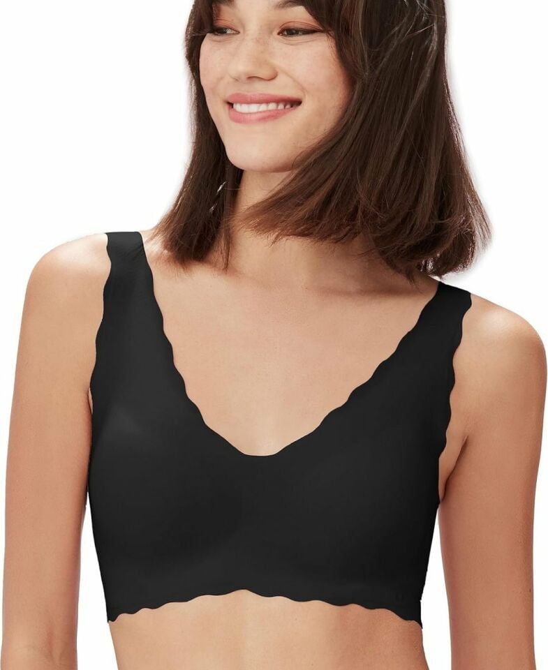 Carla İthal Lazer Kesim Dikişsiz Çıkarılabilir Padli Destekli Rahat Sütyen/Bralet -82 Siyah - S